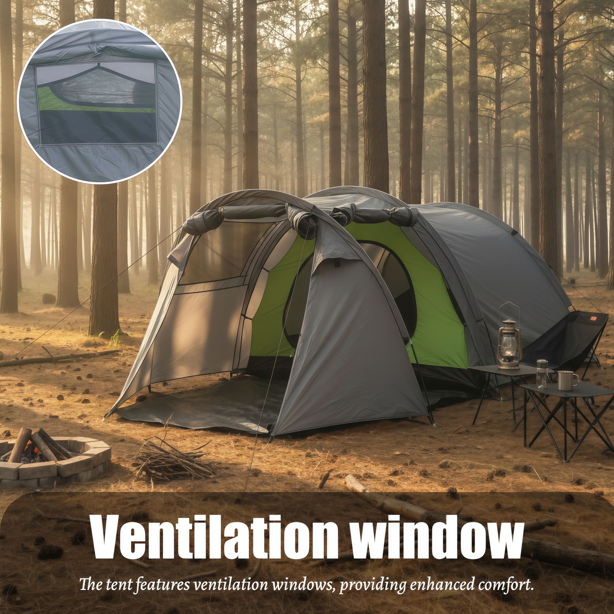 Outdoor Adventure Group - 3-4 Person Spacious Portable Tunnel Tent