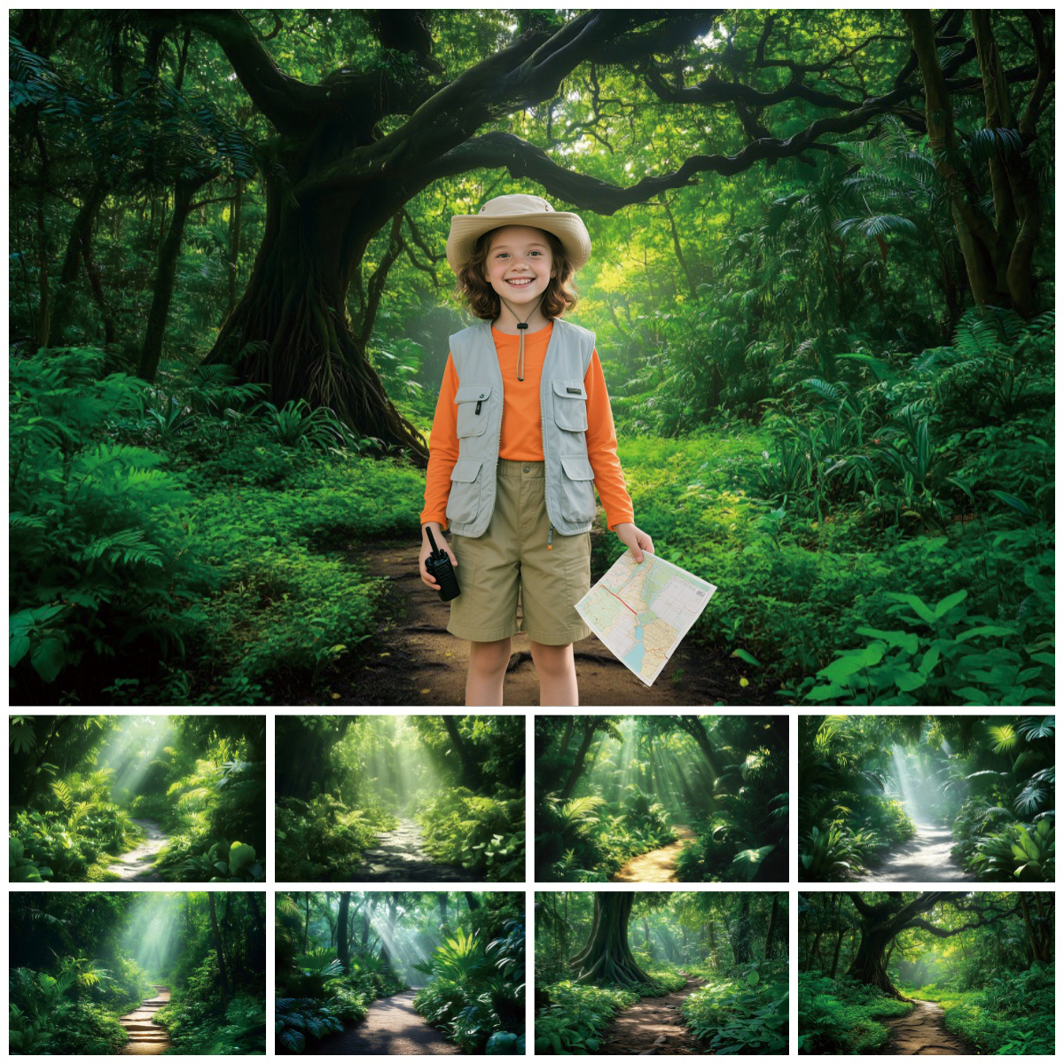 Outdoor Adventure Background - Tropical Rainforest Adventure Backdrop Green Jungle