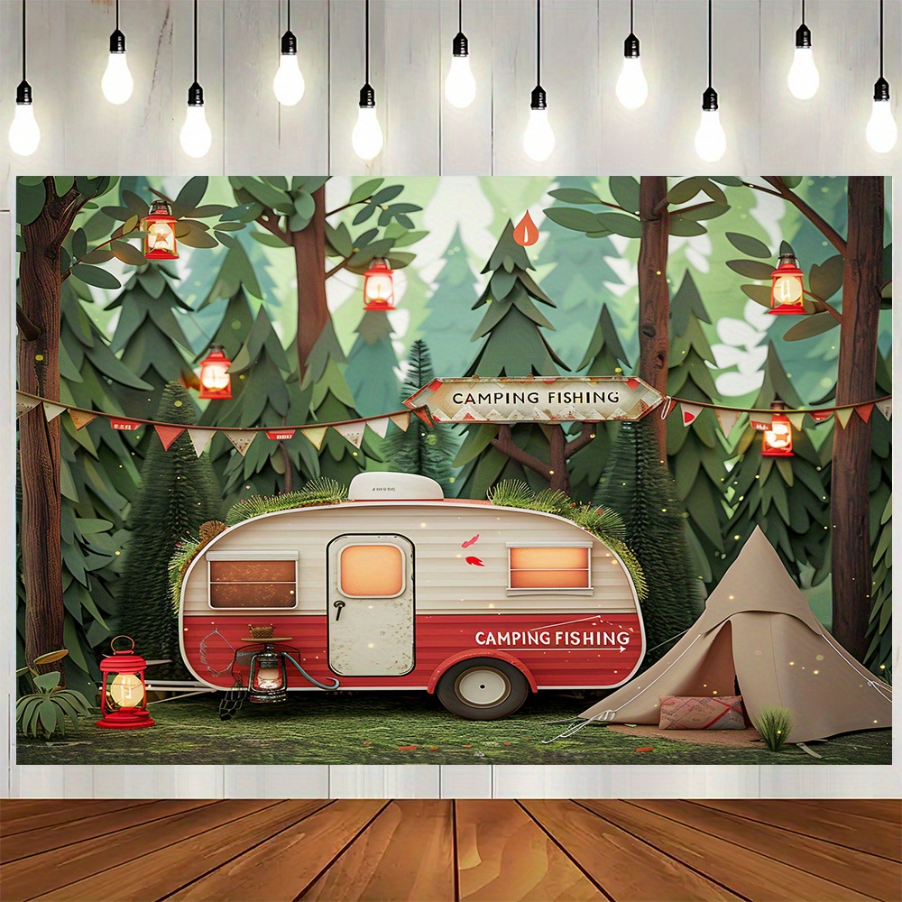 Polyester Jungle camping theme - Outdoor Adventure Background のレビューと価格