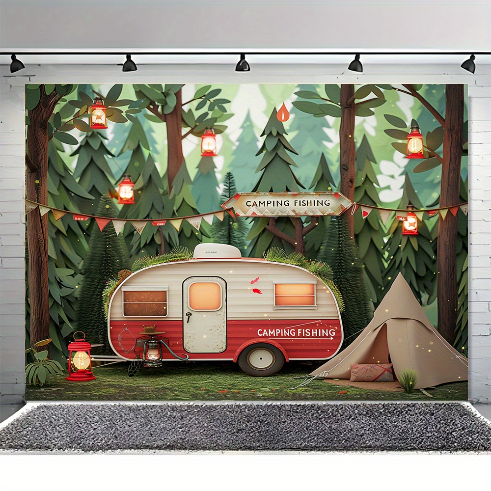 Polyester Jungle camping theme - Outdoor Adventure Background のレビューと価格