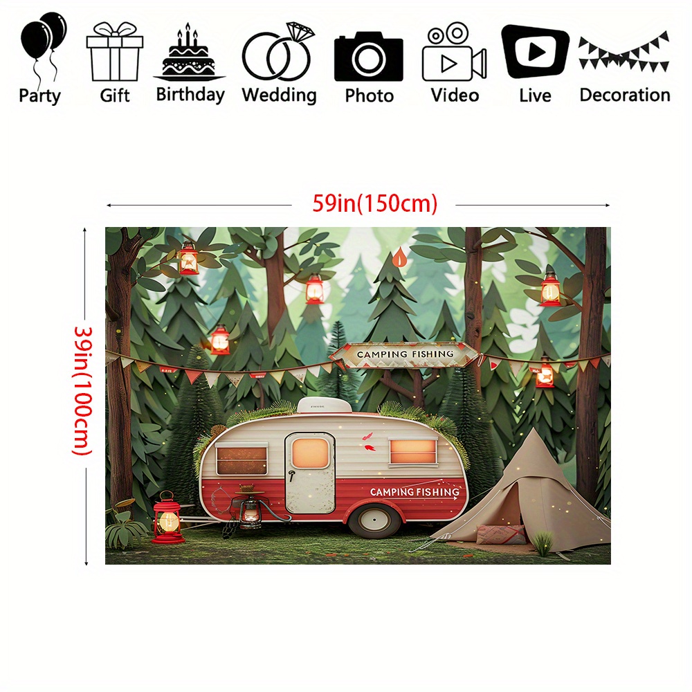Polyester Jungle camping theme - Outdoor Adventure Background のレビューと価格