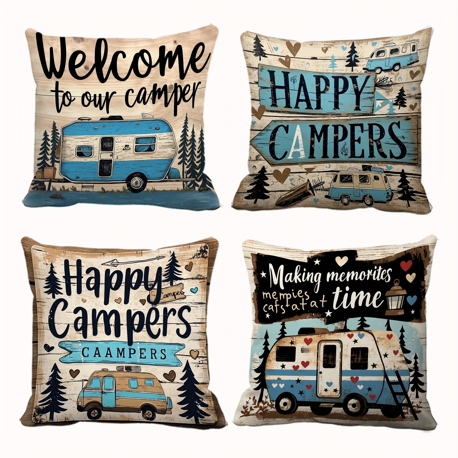 Vintage Country Camping Pillow - Outdoor Adventure Vans のレビューと価格