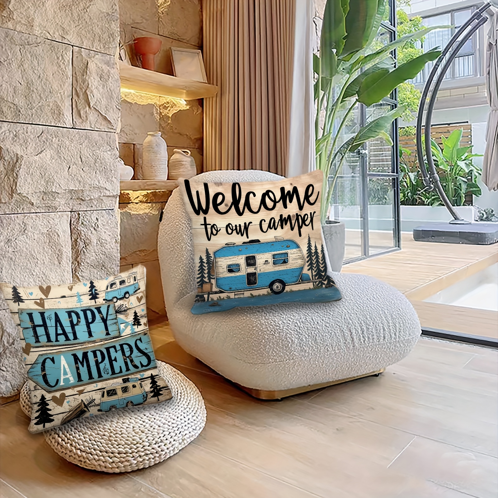 Vintage Country Camping Pillow - Outdoor Adventure Vans のレビューと価格