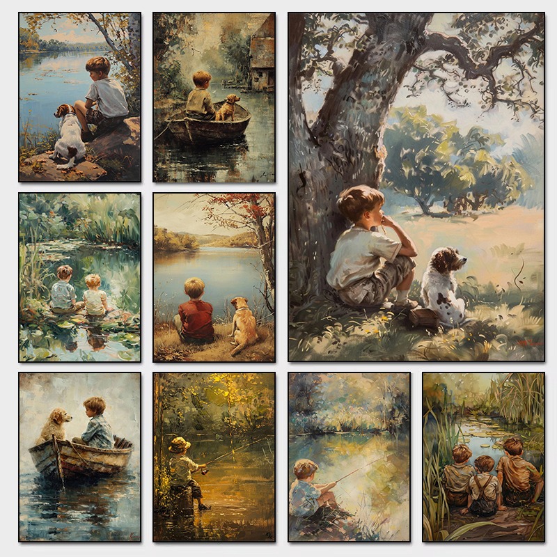 Vintage Boys Room Art Poster B - Outdoor Adventure Boys のレビューと価格
