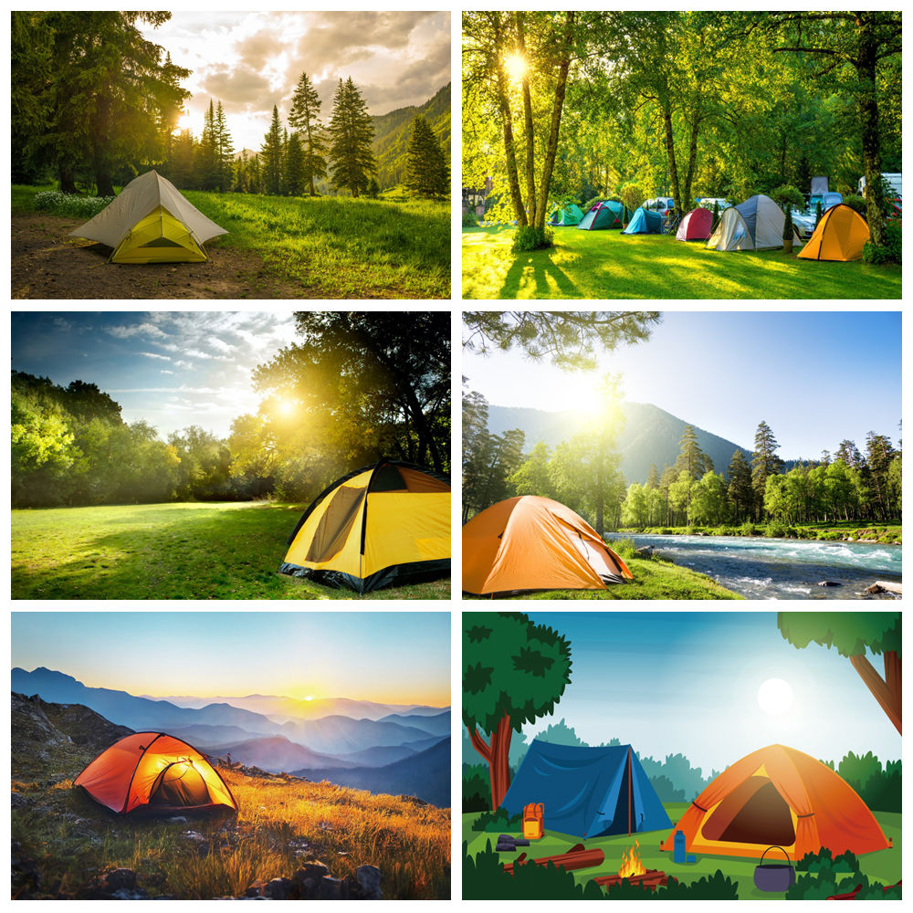 Outdoor Forest Camping Backdro - Outdoor Adventure Background のレビューと価格