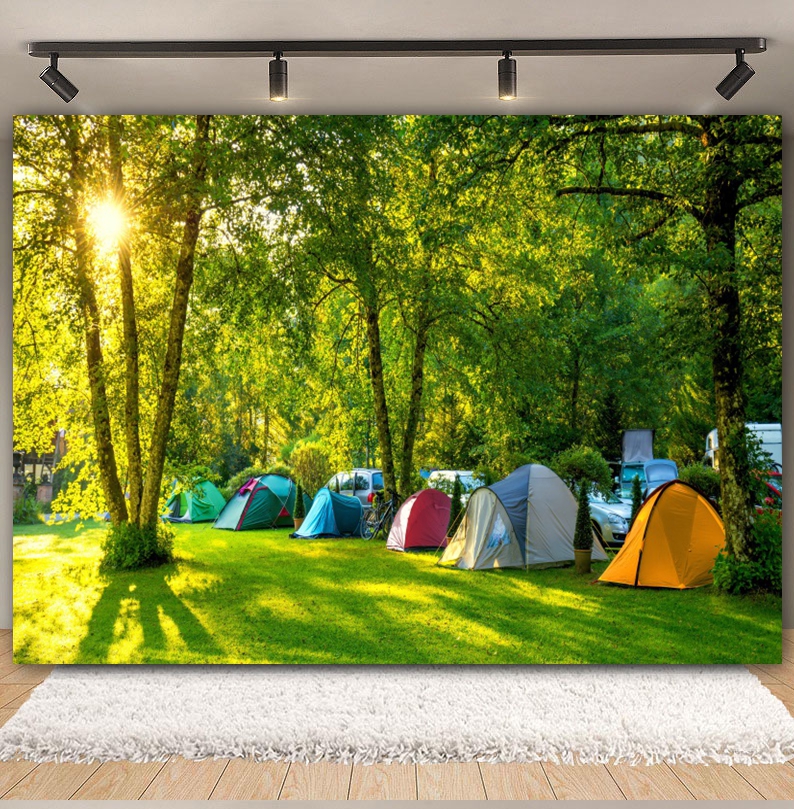 Outdoor Forest Camping Backdro - Outdoor Adventure Background のレビューと価格
