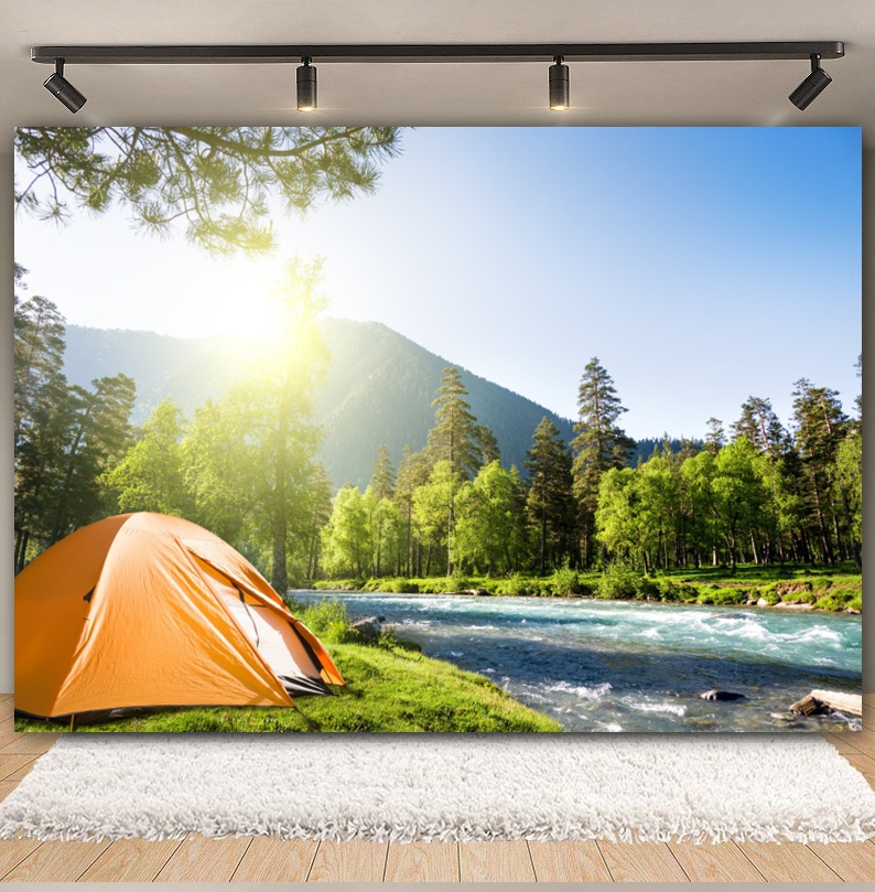 Outdoor Forest Camping Backdro - Outdoor Adventure Background のレビューと価格
