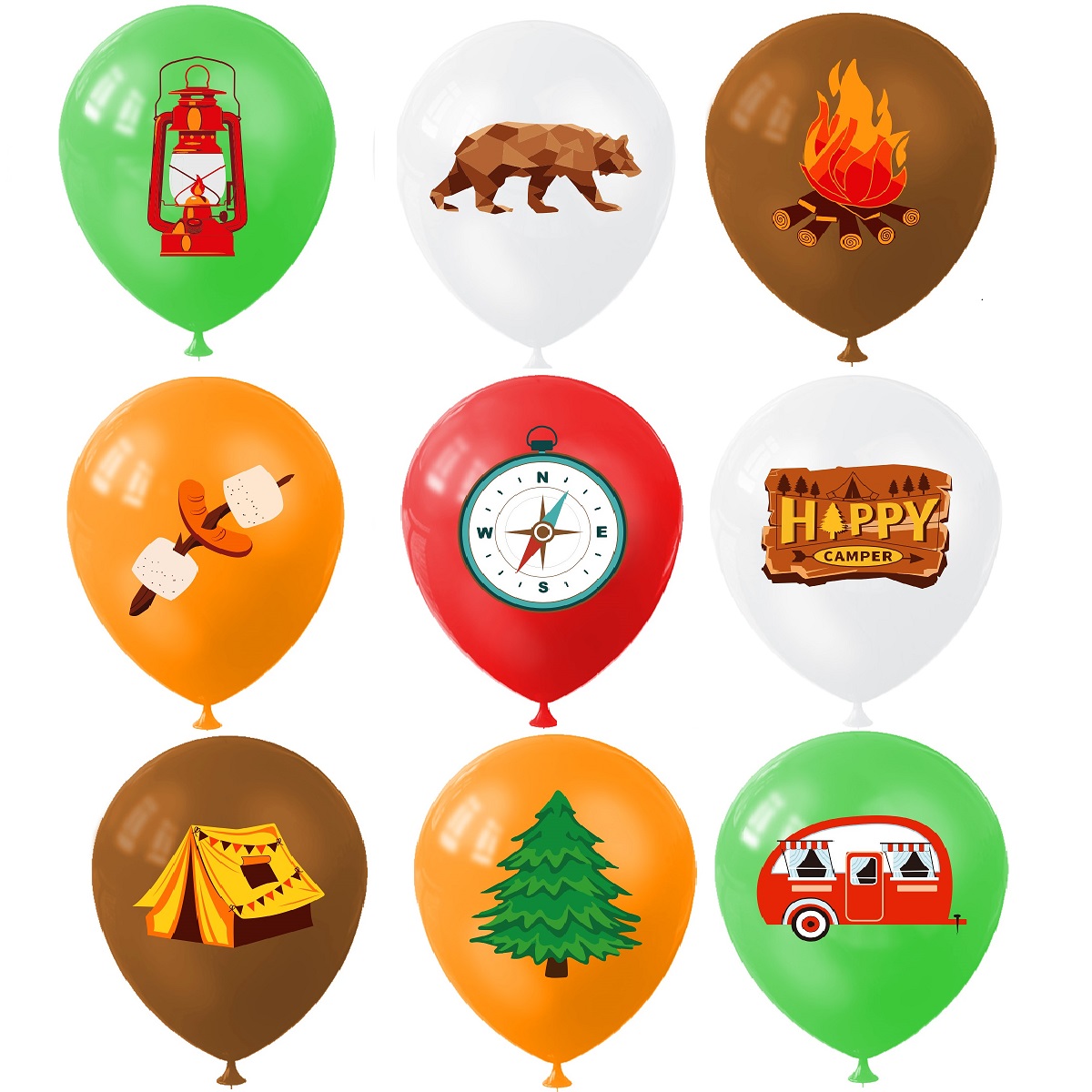 9pcs Happy Camping Balloon, Ou - Outdoor Adventure Girl のレビューと価格