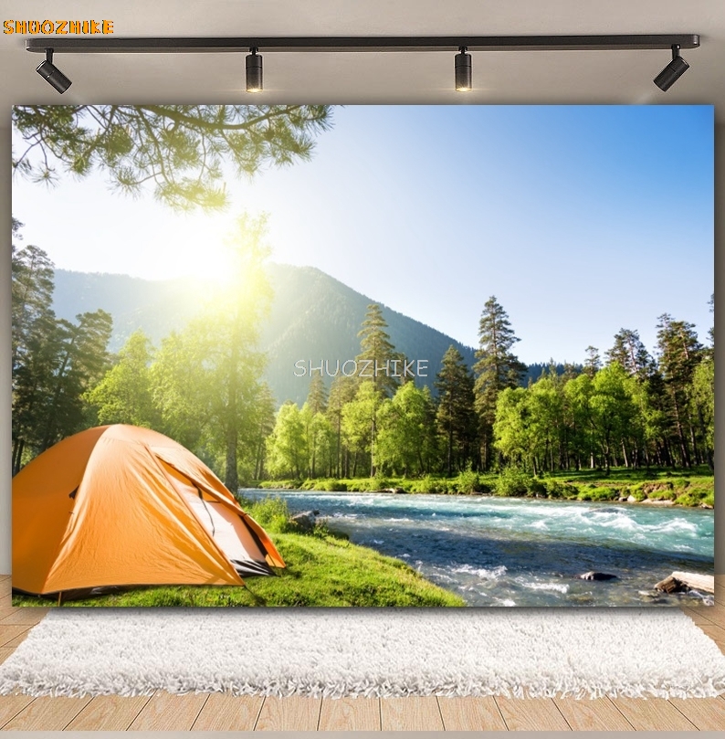 Outdoor Forest Camping Backdro - Outdoor Adventure Background のレビューと価格