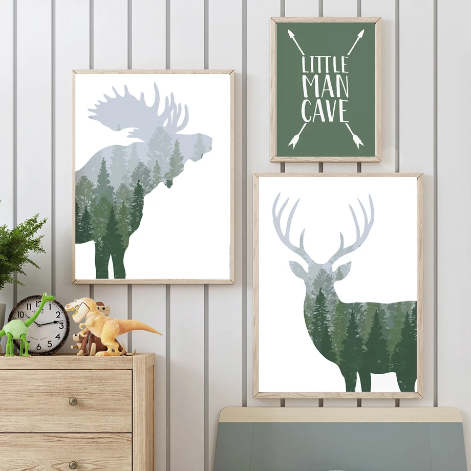 Green Woodland Deer Bear Moose - Outdoor Adventure Boys のレビューと価格