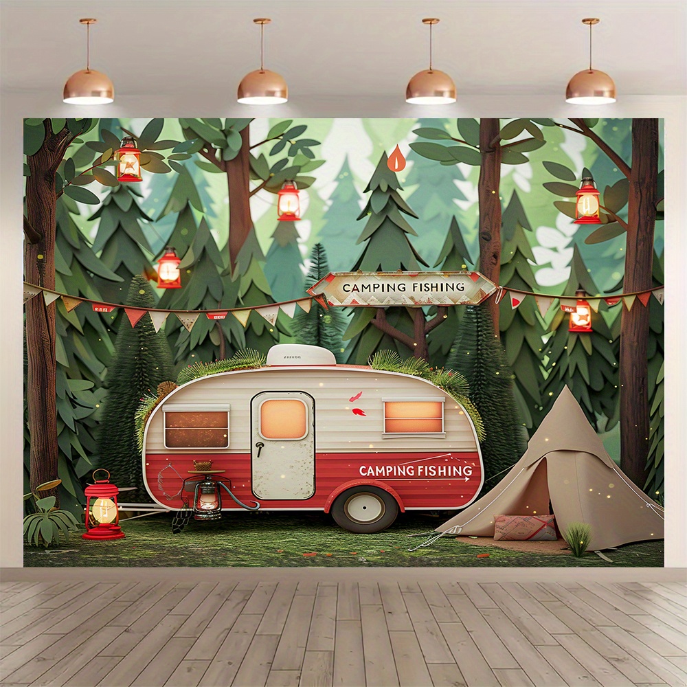 Jungle Camping Theme Tapestry, - Outdoor Adventure Background のレビューと価格